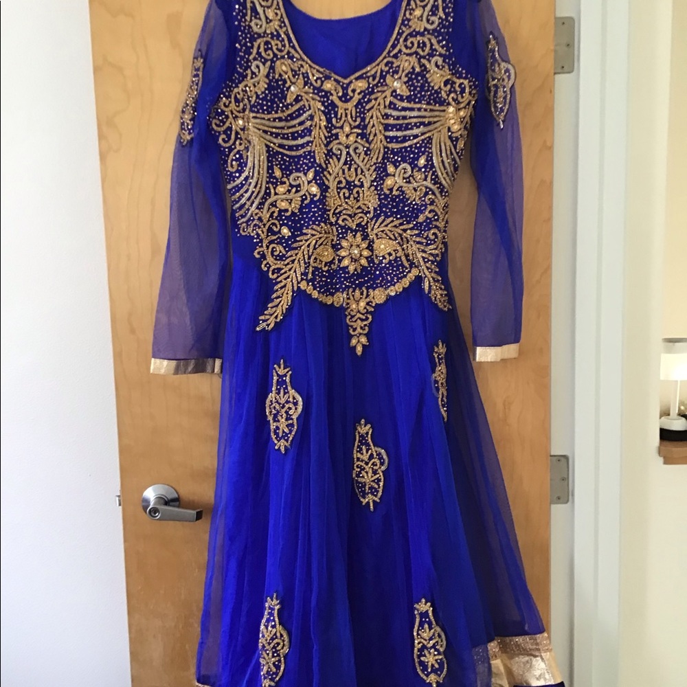Indian dress Anarkali bridal royal blue kameez